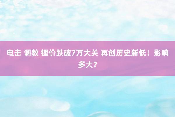 电击 调教 锂价跌破7万大关 再创历史新低！影响多大？