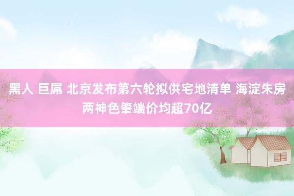 黑人 巨屌 北京发布第六轮拟供宅地清单 海淀朱房两神色肇端价均超70亿