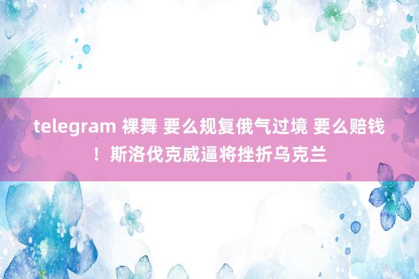 telegram 裸舞 要么规复俄气过境 要么赔钱！斯洛伐克威逼将挫折乌克兰