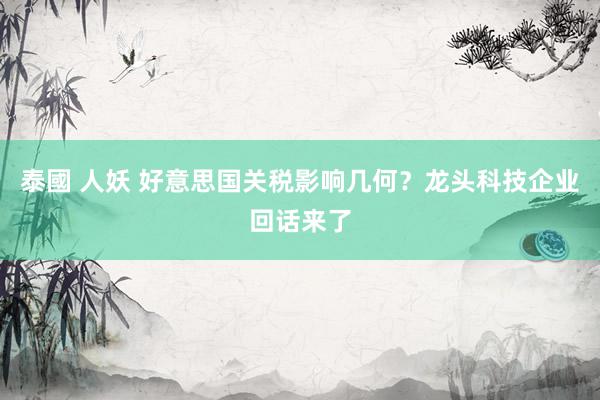 泰國 人妖 好意思国关税影响几何？龙头科技企业回话来了