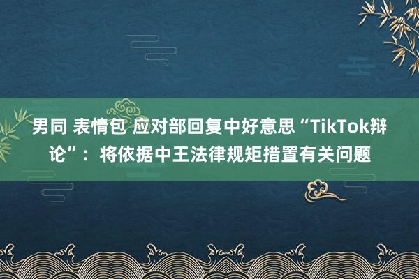 男同 表情包 应对部回复中好意思“TikTok辩论”：将依据中王法律规矩措置有关问题