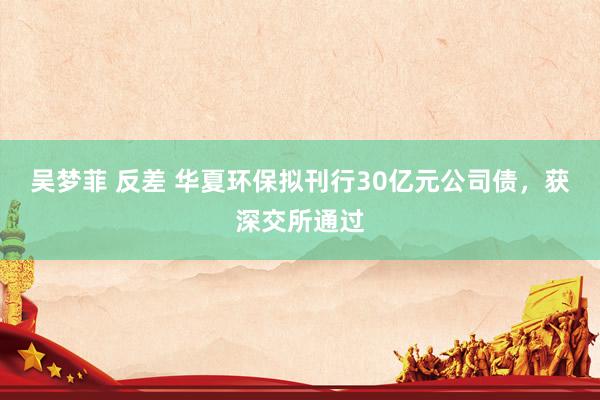 吴梦菲 反差 华夏环保拟刊行30亿元公司债，获深交所通过
